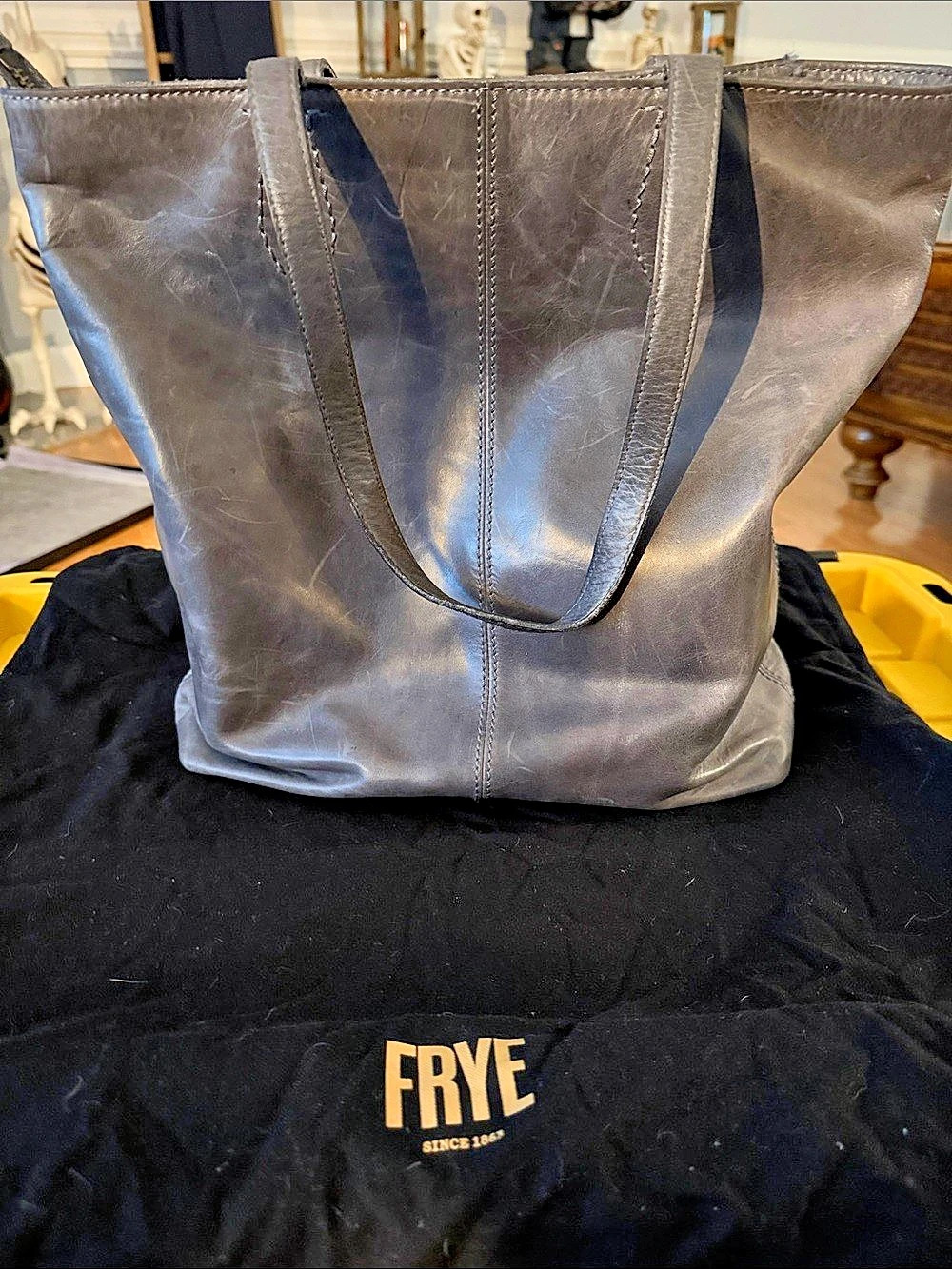 Frye Melissa Tote Leather Tote in Gray